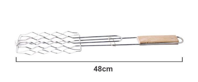 outOutdoor Grilling Accessories Barbecue Tools Wooden Handle Sausage Clip Barbecue Clip Vegetable Clip Barbecue Rack