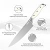 Qulajoy White Knife Set With Block - 9 Piece Razor Sharp Forged High Carbon Stainless Steel Kitchen Knives - Triple Rivet Cooking Knife Set With Kitch