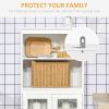 63" Small Buffet with Hutch, 4-Door Kitchen Pantry, Freestanding Storage Cabinet with Adjustable Shelf for Dining Room, Living Room, White