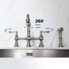 8 inch Centerset Bridge Kitchen Faucet with Brass Side Sprayer 2 Handles 4 Holes Antique Classic Heritage Deck-Mount Kitchen Sink Faucet