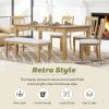 TREXM 6-Piece Retro 72'L Rectangular Dining Table Set with 4 Drawers, 4 Upholstered Chairs & 1 Bench for Dining Room (Natural Wood Wash)