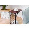 54*30.5*21CM Leaf Pattern Iron Side Table Coffee Table Brown