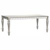 Glamorous Silver Finish Dining Set 7pc Dining Table 2x Armchairs 4x Side Chairs Crystal Button Tufted Upholstered Modern Style Furniture