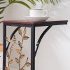 54*30.5*21CM Leaf Pattern Iron Side Table Coffee Table Brown