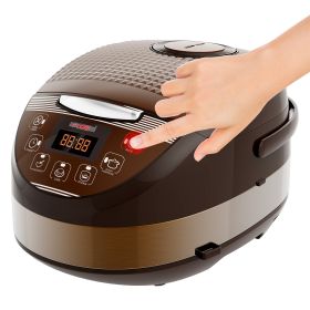5 Core 5.3Qt Asian Rice Cooker Digital Programmable 15-in-1 Ergonomic Large Touch Screen Electric Multi Cooker Slow Cooker Steamer Pot Warmer 11 Cups (Color: Brown)