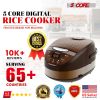 5 Core 5.3Qt Asian Rice Cooker Digital Programmable 15-in-1 Ergonomic Large Touch Screen Electric Multi Cooker Slow Cooker Steamer Pot Warmer 11 Cups