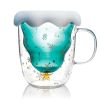 Christmas wishing cup ins cartoon double-layer cup cute gift with lid water cup household double layer Christmas glass cups