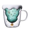 Christmas wishing cup ins cartoon double-layer cup cute gift with lid water cup household double layer Christmas glass cups